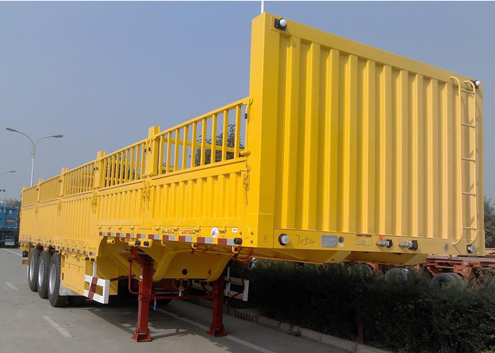 13m Drop Side Semi Trailer With 3 Axles And Side Wall For Bulk Cargos 