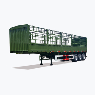 40ft Versatile And Reliable Drop Side Rail Wall Flatbed Semi-Trailer with 2 Layers of Fence for Light-puffy Cargo Transportation