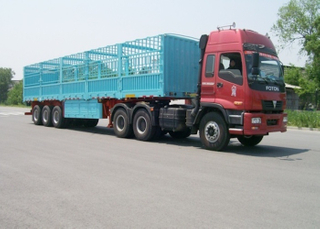 13m 3 Axles Drop Side Trailer with Side Wall And Cargo Fence for Bulky Cargos,Platform Semi Trailer