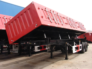 26cbm Dump Semi-trailer with 2 BPW axles and hydraulic Side Discharge system for 30 Tons