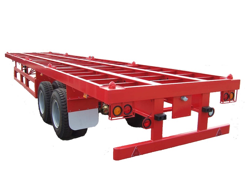 40 Foot FlatBed Semi Trailer 3 Axles For ISO Container Transportation
