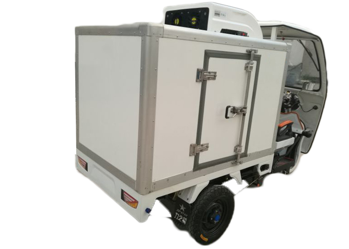 Tri-wheel Motor Tricycle Refrigerated Box with All - Closed FRP / GRP Insulated Sandwich Panel Kits And Refrigerator Units