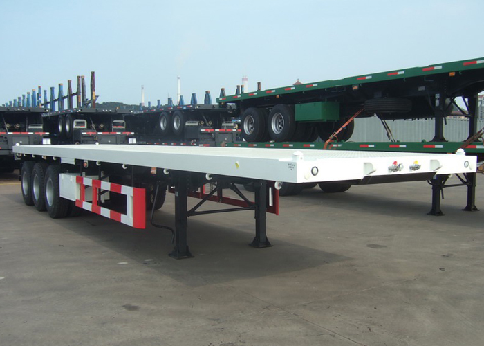 40ft Heavy Duty FlatBed Container Semi Trailer With 3 Axles Customized Color