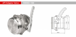 SUS 4" API Adaptor Valve for Tanker Truck Trailer , Bottom Loading Tankers Parts , H806D-100