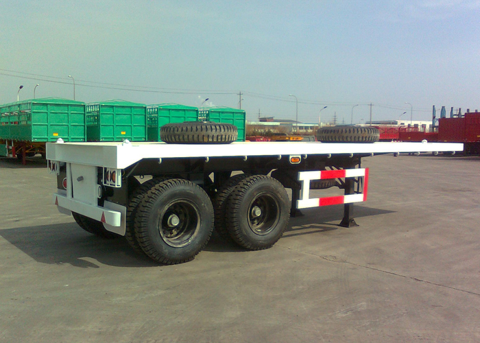 2 BPW Axles Flatbed Semi Trailer For 20 Feet Heavy Loaded ISO Container