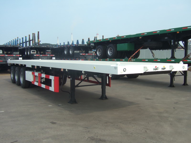 40 Foot FlatBed Semi Trailer 3 Axles For ISO Container Transportation